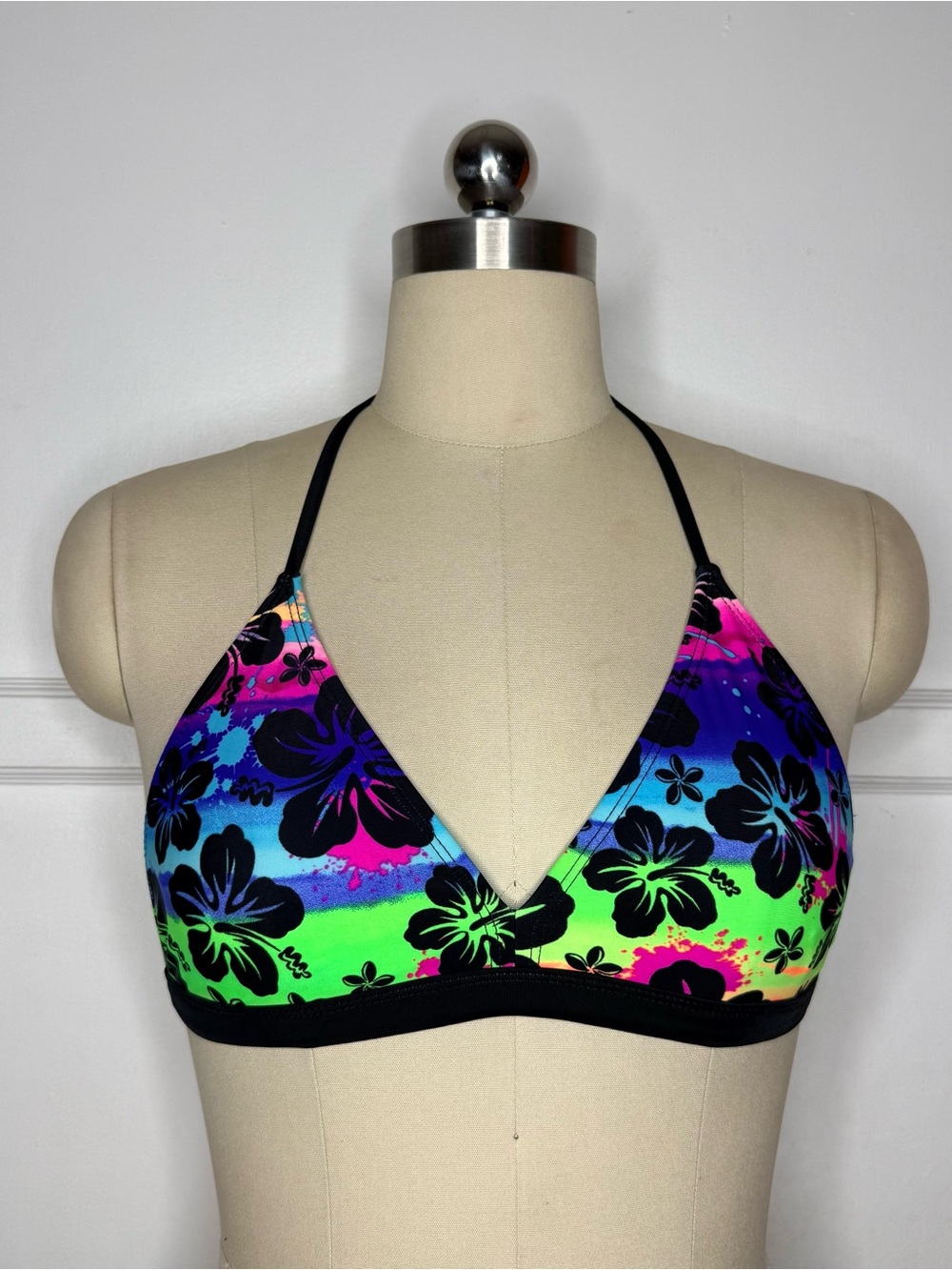 OP neon hibiscus bikini top